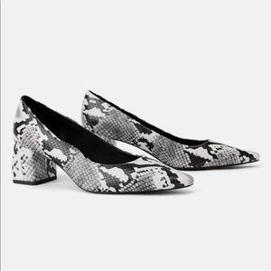 Zara block heel animal print snakeskin heels 8